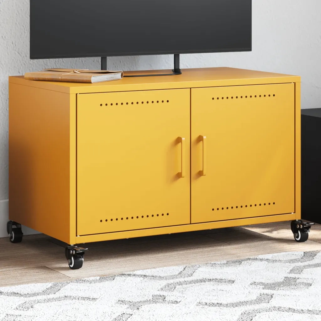 Mobile TV Giallo Senape 68x39x43,5 cm in Acciaio 846641