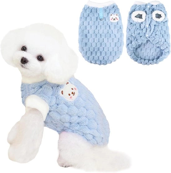 Sweater caldo blu per cani | Maglia spessa per cani di taglia M | Abbigliamento caldo per cani con giacca per cuccioli