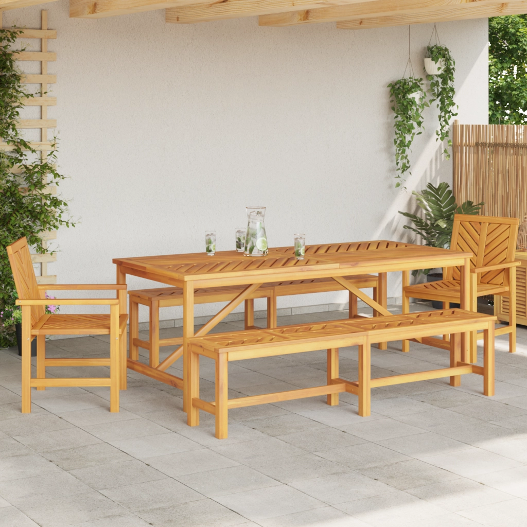 Set da Pranzo da Giardino 5 Pezzi in Legno Massello di Acacia