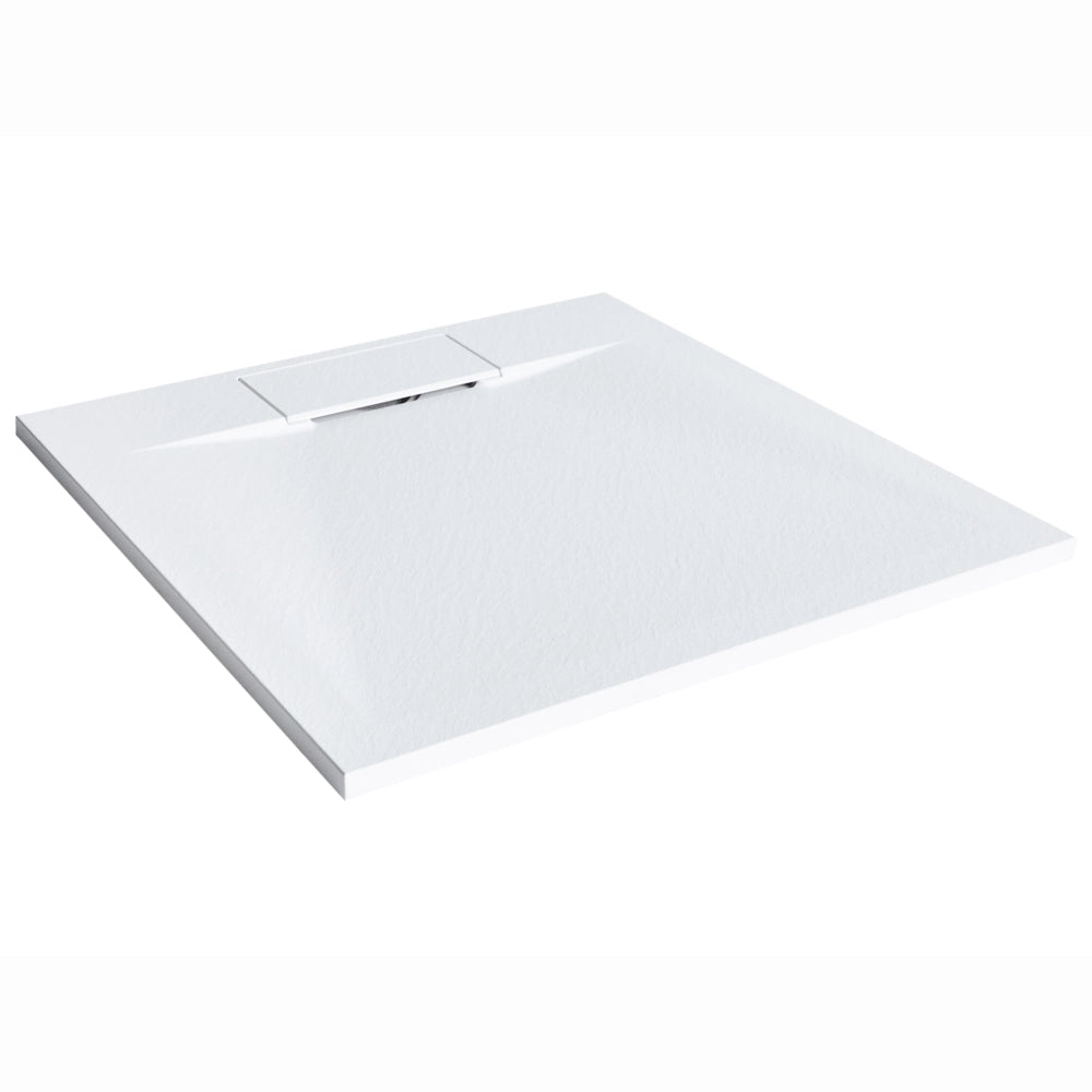 Piatto doccia con scarico bianco SMC 80 x 80 x 3 cm effetto pietra naturale minimalista