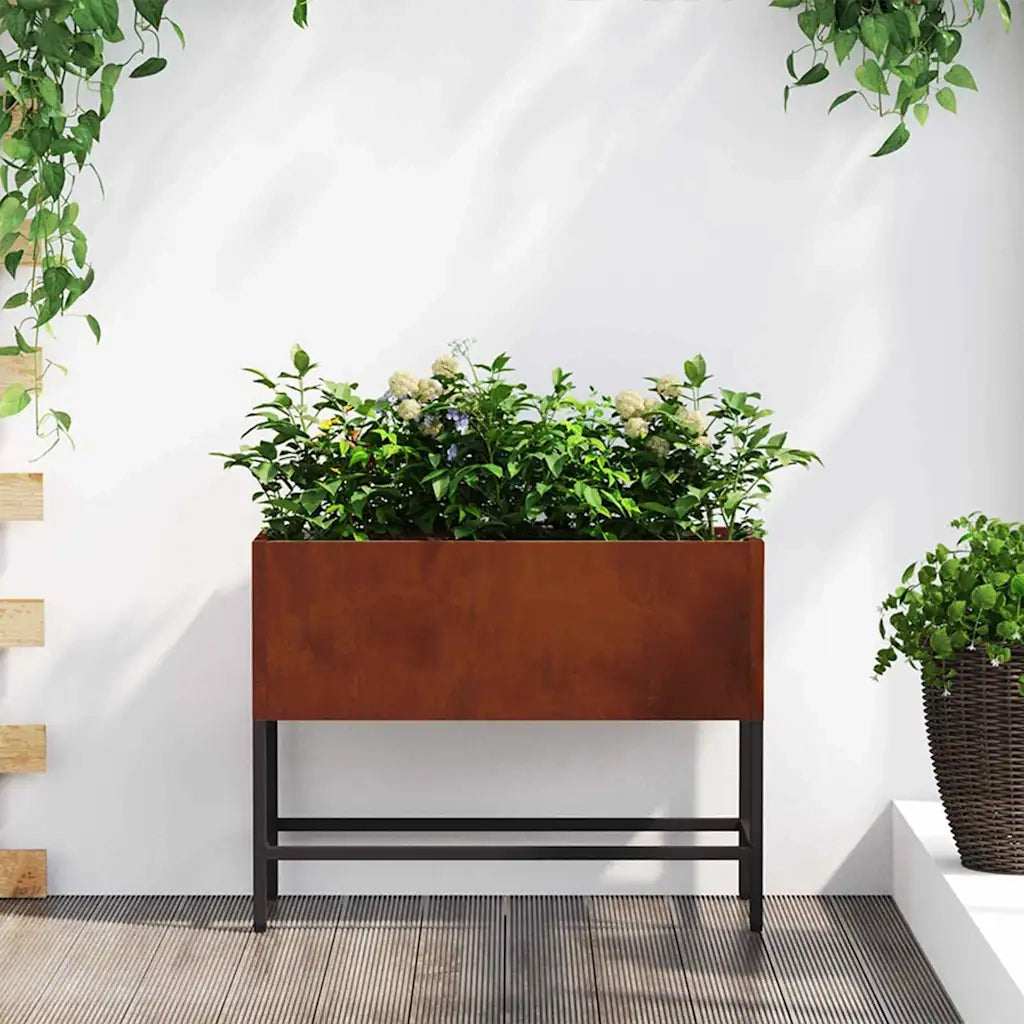 Vaso da giardino-Fioriera Esterno-Contenitore per Piante Rialzato Ruggine 60 x 26 x 45 cm