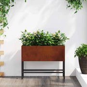 Vaso da giardino-Fioriera Esterno-Contenitore per Piante Rialzato Ruggine 60 x 26 x 45 cm