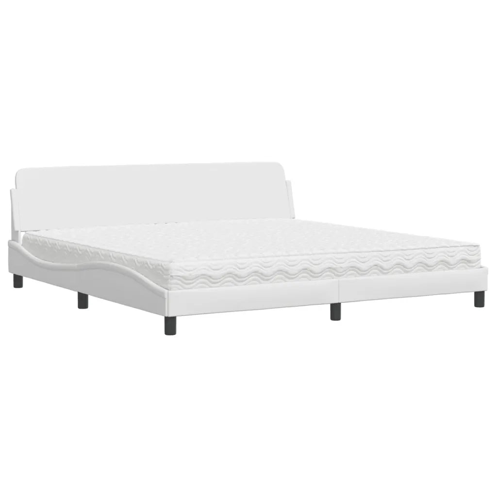 Letto con Materasso Dover Bianco 200x200cm in Similpelle 3208478