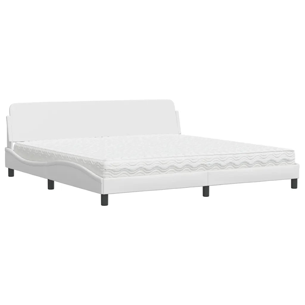 Letto con Materasso Dover Bianco 200x200cm in Similpelle 3208478