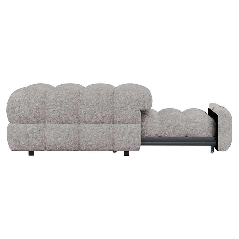 Pouf letto trasformatore - Xylo - grigio, tessuto orsacchiotto, morbido