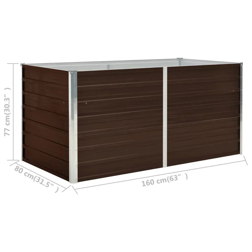 Fioriere | Cassetta per fiori | Letto di Coltura Rialzato Marrone 160x80x77cm Acciaio Zincato