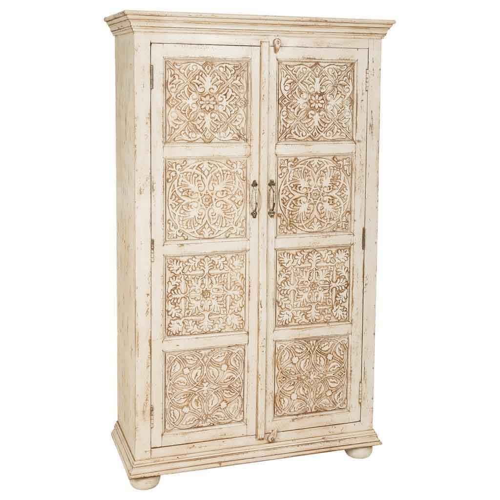 Armadio in legno intagliato finitura artigianale 96x40x167h cm