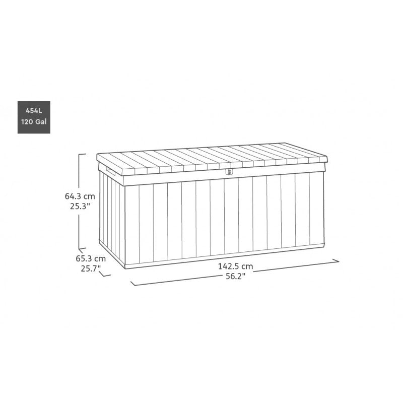Baule da Giardino con Seduta Keter Darwin Box 120 EVOTECH+ - Verde - 454L 142,5x65,3x64,3 -Keter