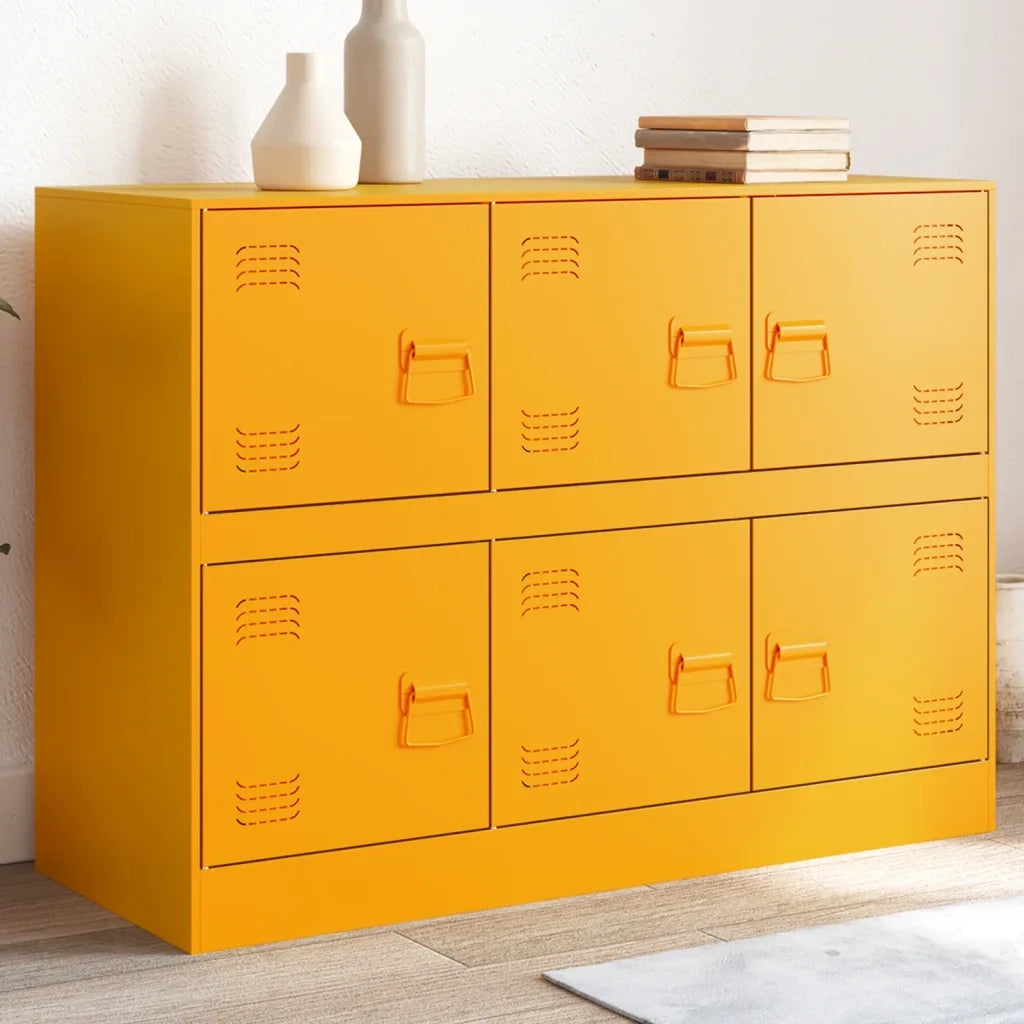Credenza | Madia | Buffet da pranzo | Armadio da pranzo Giallo Senape 99x39x73 cm in Acciaio