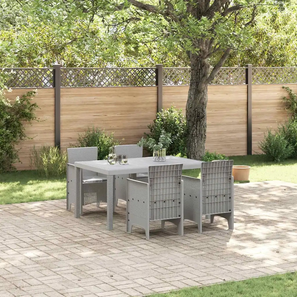Set da Pranzo per Giardino 5 pcs Grigio chiaro Rattan Polt