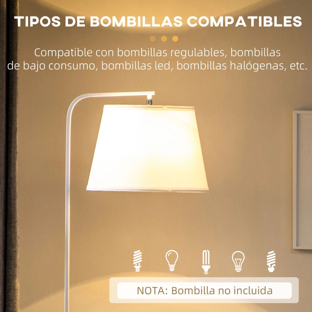 Tavolino da Salotto con Lampada a Stelo Moderno ¨C zephmum ¨C Bianco 43x39,5x162 cm