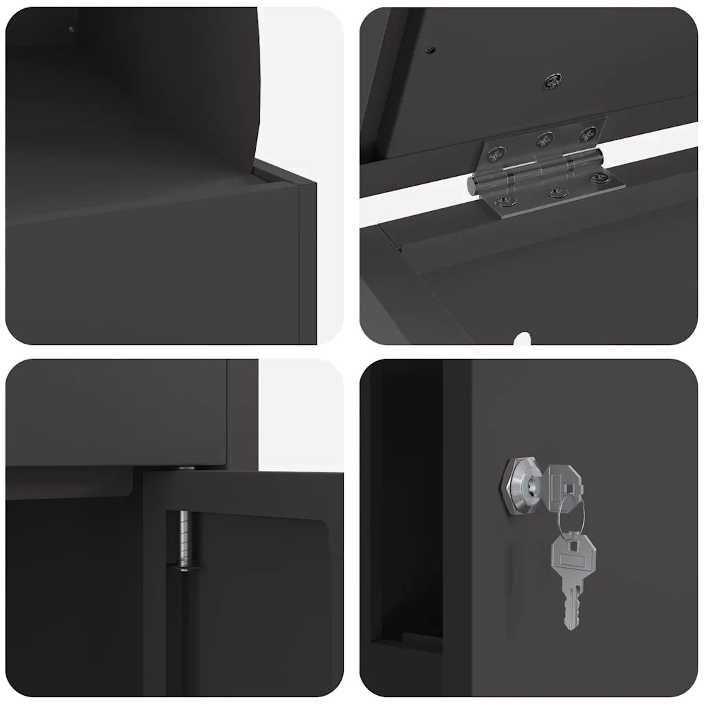 vidaXL Cassetta per pacchi Nero 44 x 35 x 59 cm Acciaio