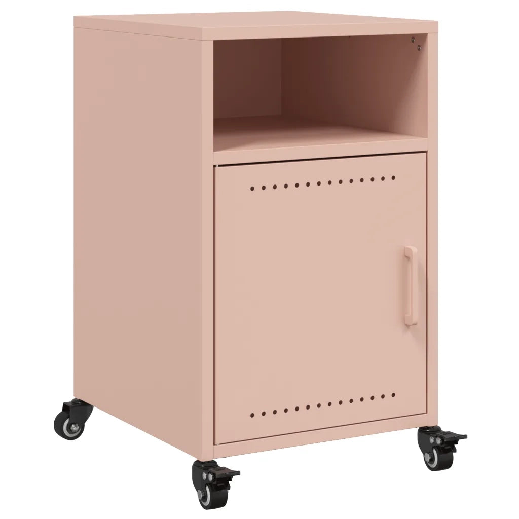 Comodini 2 pz-Set di 2 Tavolino da notte Rosa 36x39x59 cm in Acciaio
