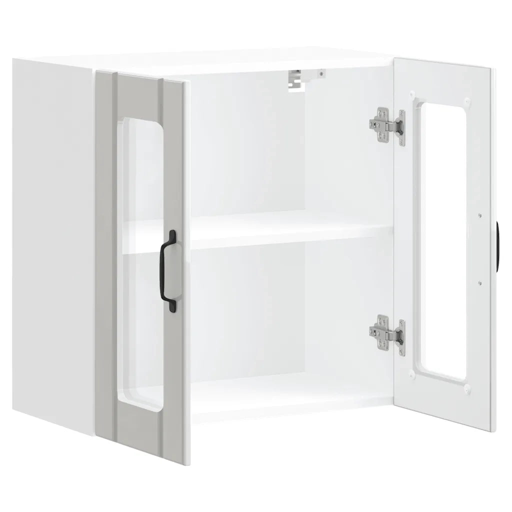 Pensile da Cucina con Porta in Vetro Lucca Bianco Lucido 853909