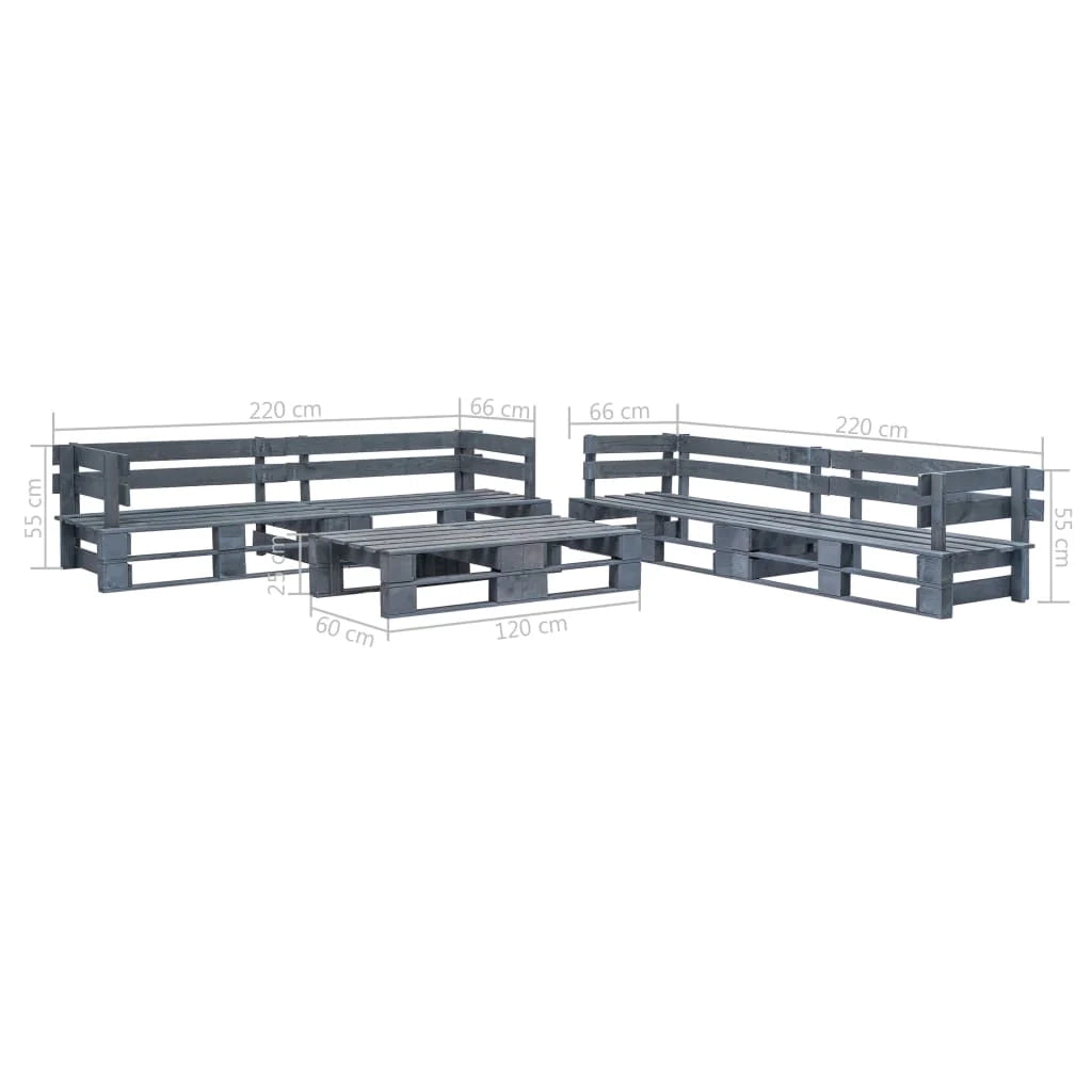 Set di mobili da giardino per esterni set di mobili in pallet da 6 pezzi legno grigio 02_0018464