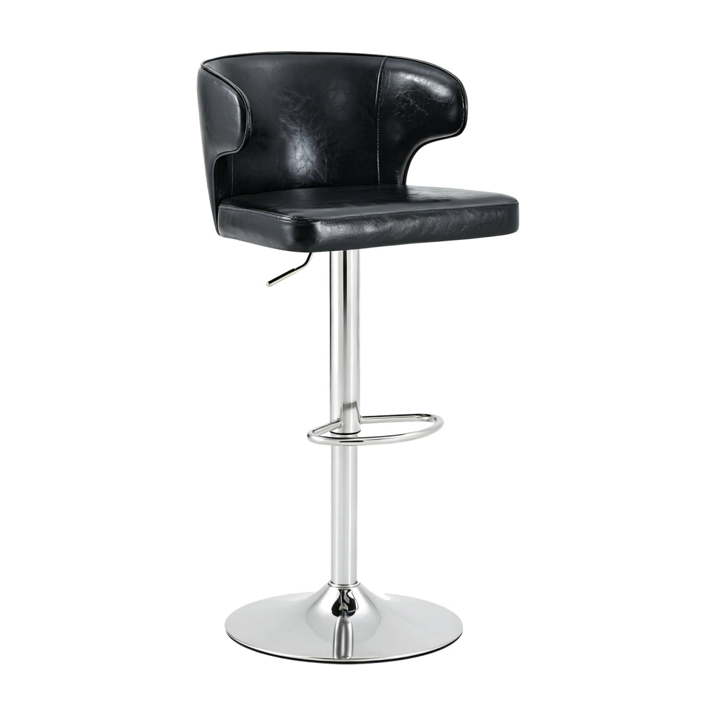 SGABELLO Bar con Schienale Regolabile Nero in PU Set da 2 pezzi