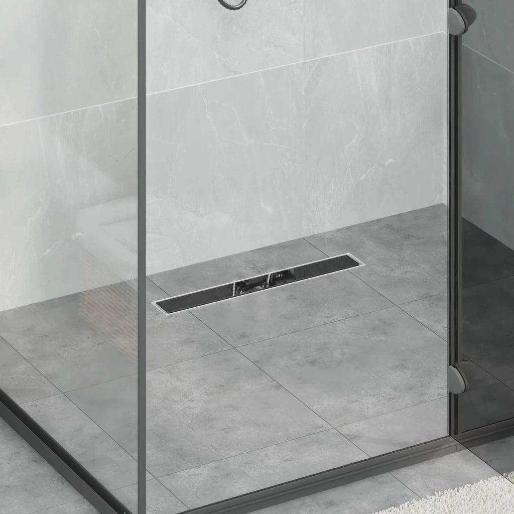 Drenaggio doccia con copertura in vetro Nero 50 cm CFW6432869