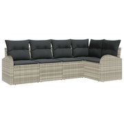 Set Divano da Giardino 5 pz | Set Salotto da Giardino Grigio chiaro polyrattan