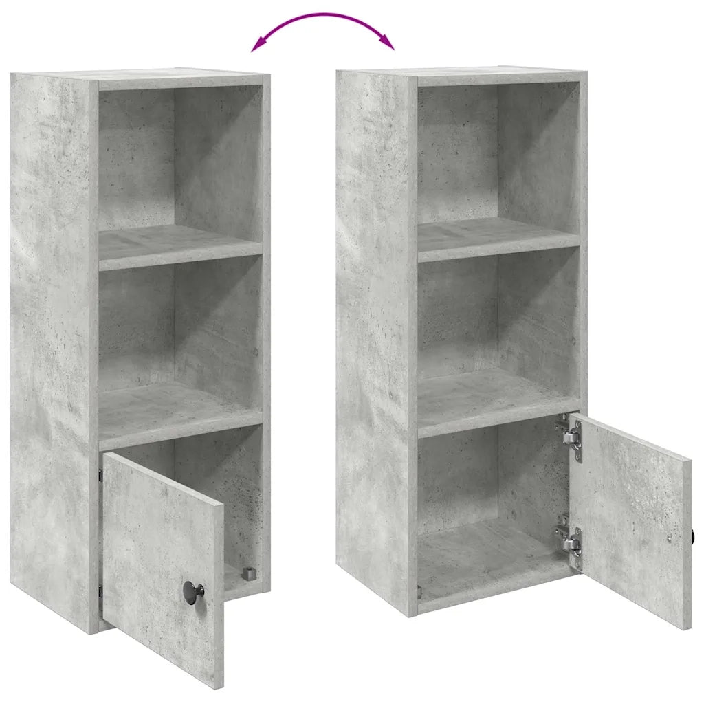Libreria-Scaffale per Libri-Mobile di Stoccaggio Grigio Cemento 31x24x77 cm in Legno Multistrato
