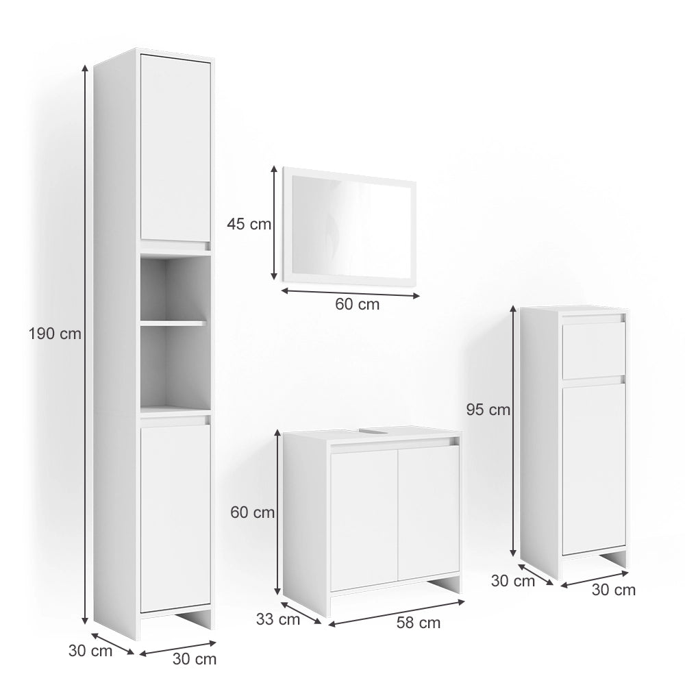 Vicco Set mobili bagno Bianco 4 parti