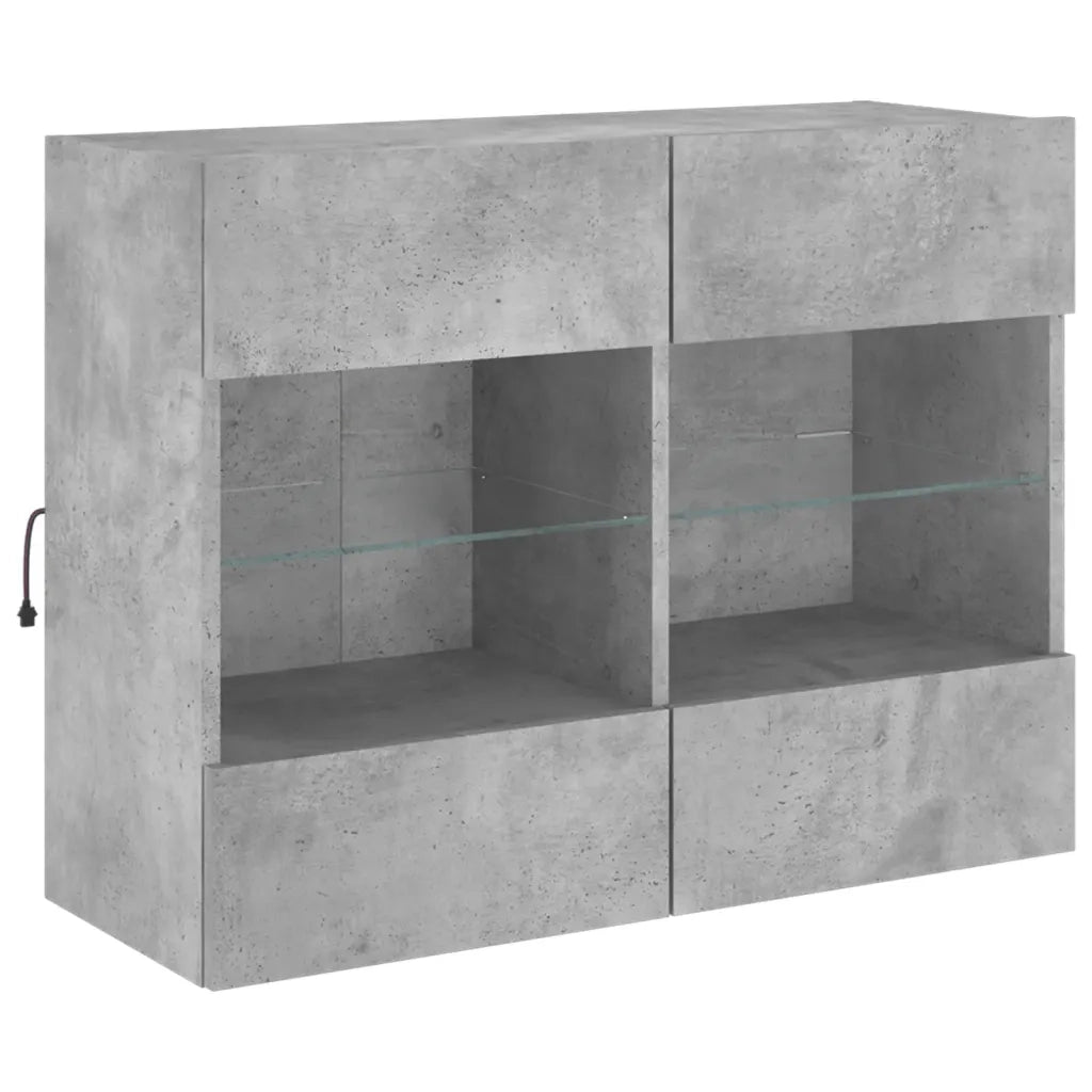 Mobile TV a Parete con Luci LED Grigio Cemento 78,5x30x60,5 cm 837102