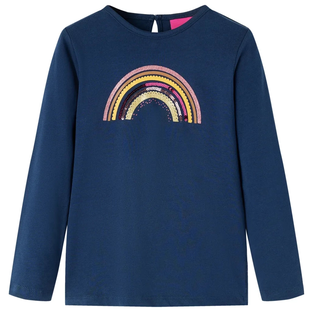Maglietta per Bambini Maniche Lunghe Blu Marino 128