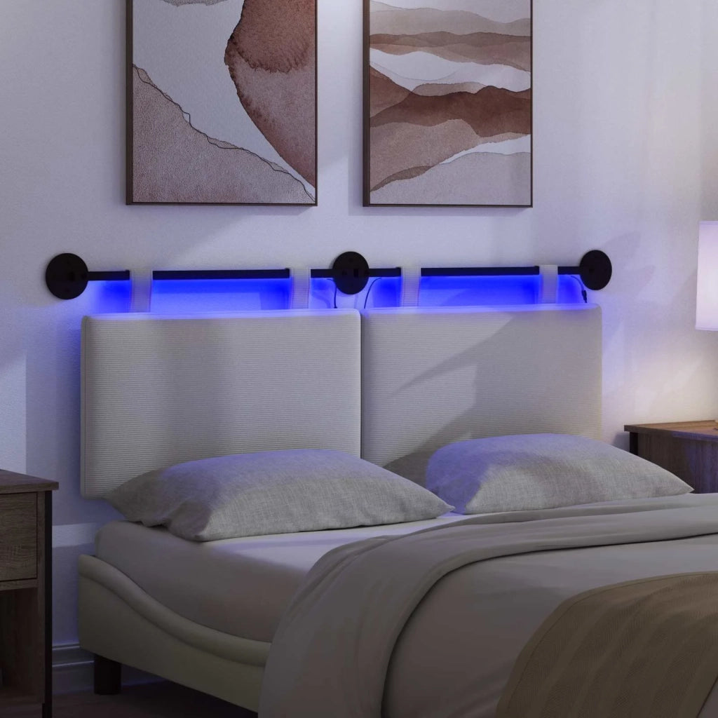 Testiera sospesa Con luce LED Crema Tessuto in Cords 3424310