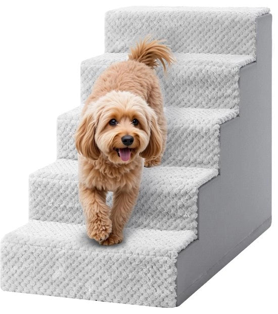 Scalino per piccoli cani, 55 cm alto, Scalino per animali domestici con copertura rimovibile e lavabile, Scalino per gatti per anziani gatti e cani, Piastra antiscivolo per cani, Scalino per letto a soppalco, Grigio