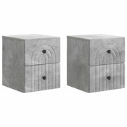Mobiletto da notte a muro con cassetto 2 pcs Grigio Cemento