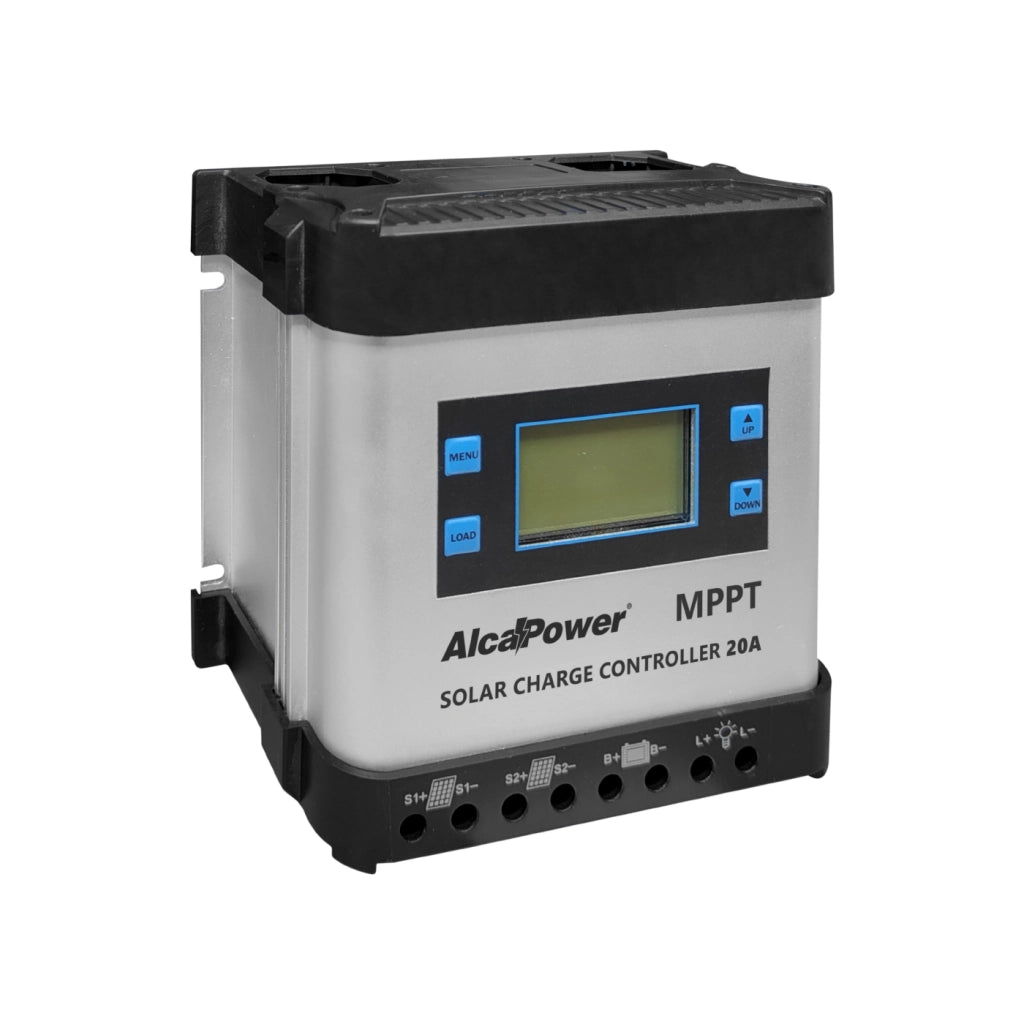 Alcapower Regolatore di Carica Solare MPPT 20A 12V/24V con Display LCD, Potenza Pannelli Fino a 480W, Efficienza 95%, Protezione Integrata IP20