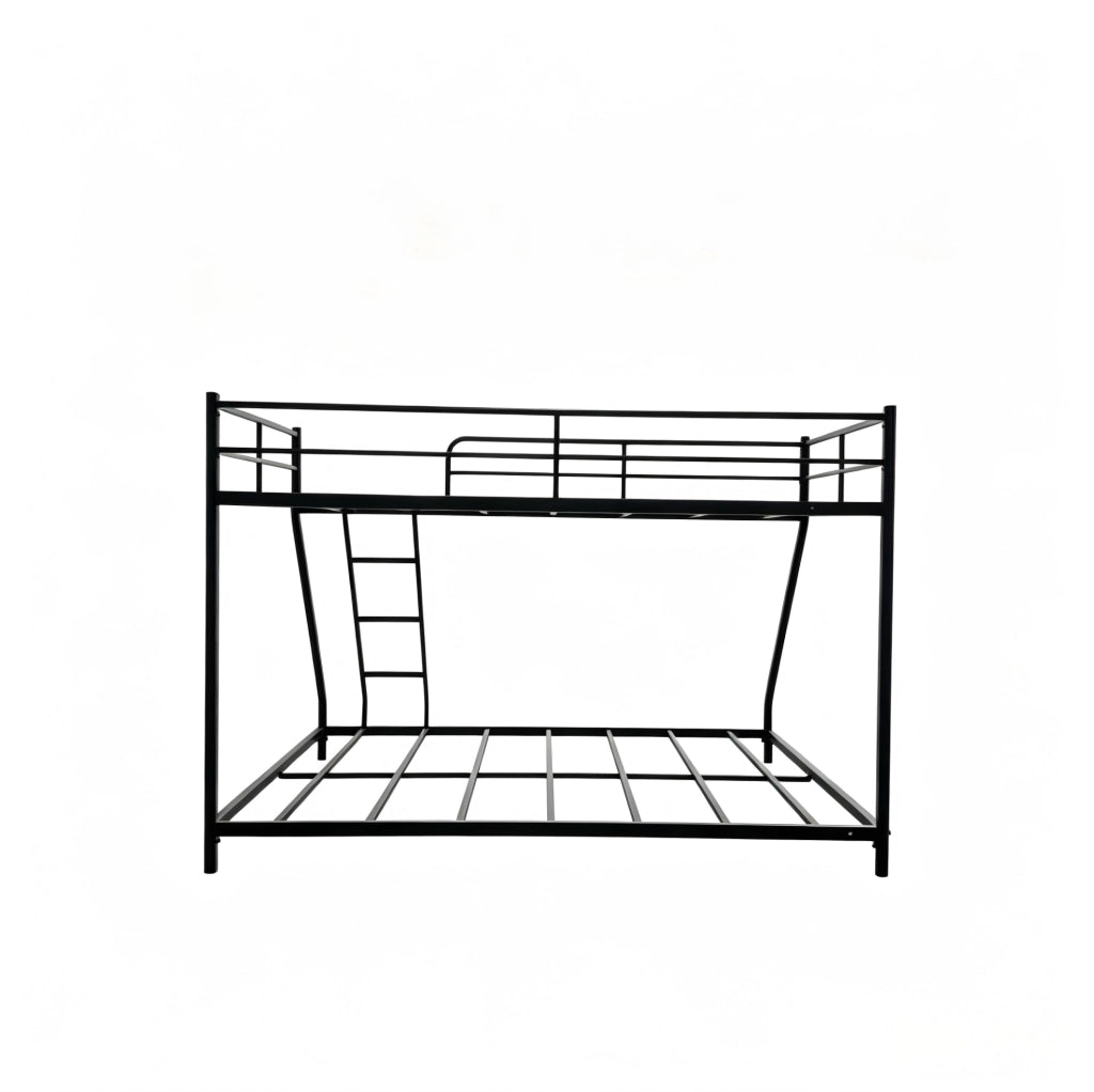 Letto a castello 200x140x137 cm salvaspazio con 2 zone letto in metallo nero