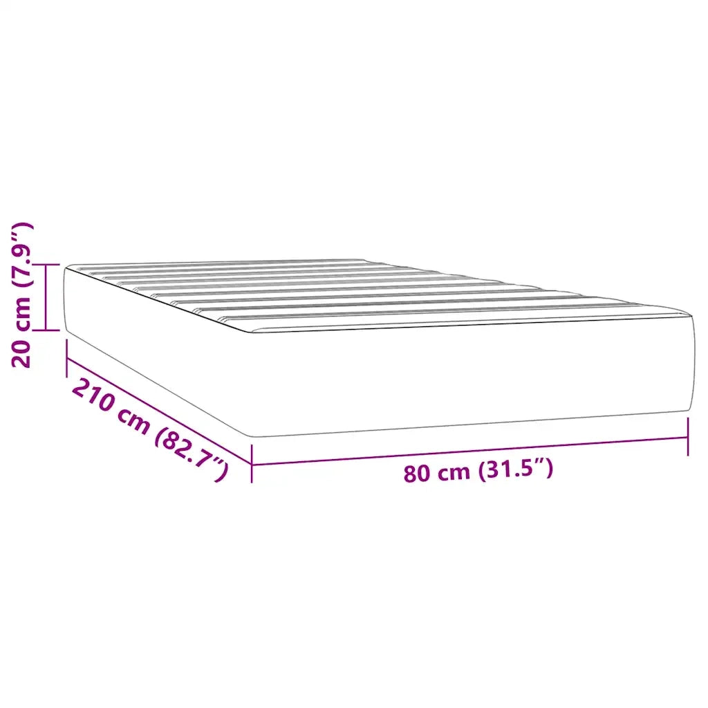 Materasso a Molle Insacchettate-Materasso per letto Nero 80x210x20 cm in Velluto