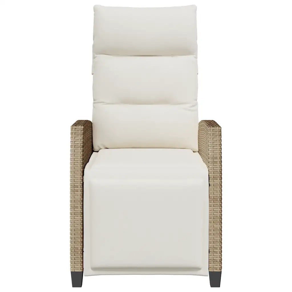 Sedia Reclinabile da Giardino | Sedie da Esterno con Tavolino Beige Polyrattan