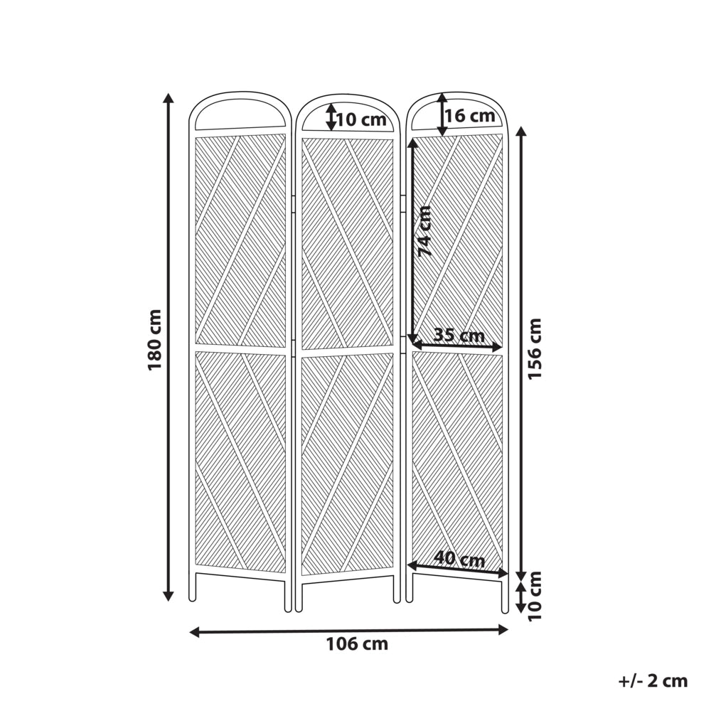Divisorio per la stanza Luce naturale Telaio in rattan 3 pannelli Pieghevole Decorativo Schermo di vimini Divisorio