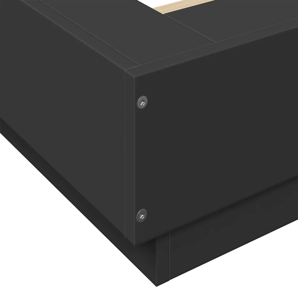 Giroletto con Luci LED Nero 180x200 cm in Legno Multistrato 3281078