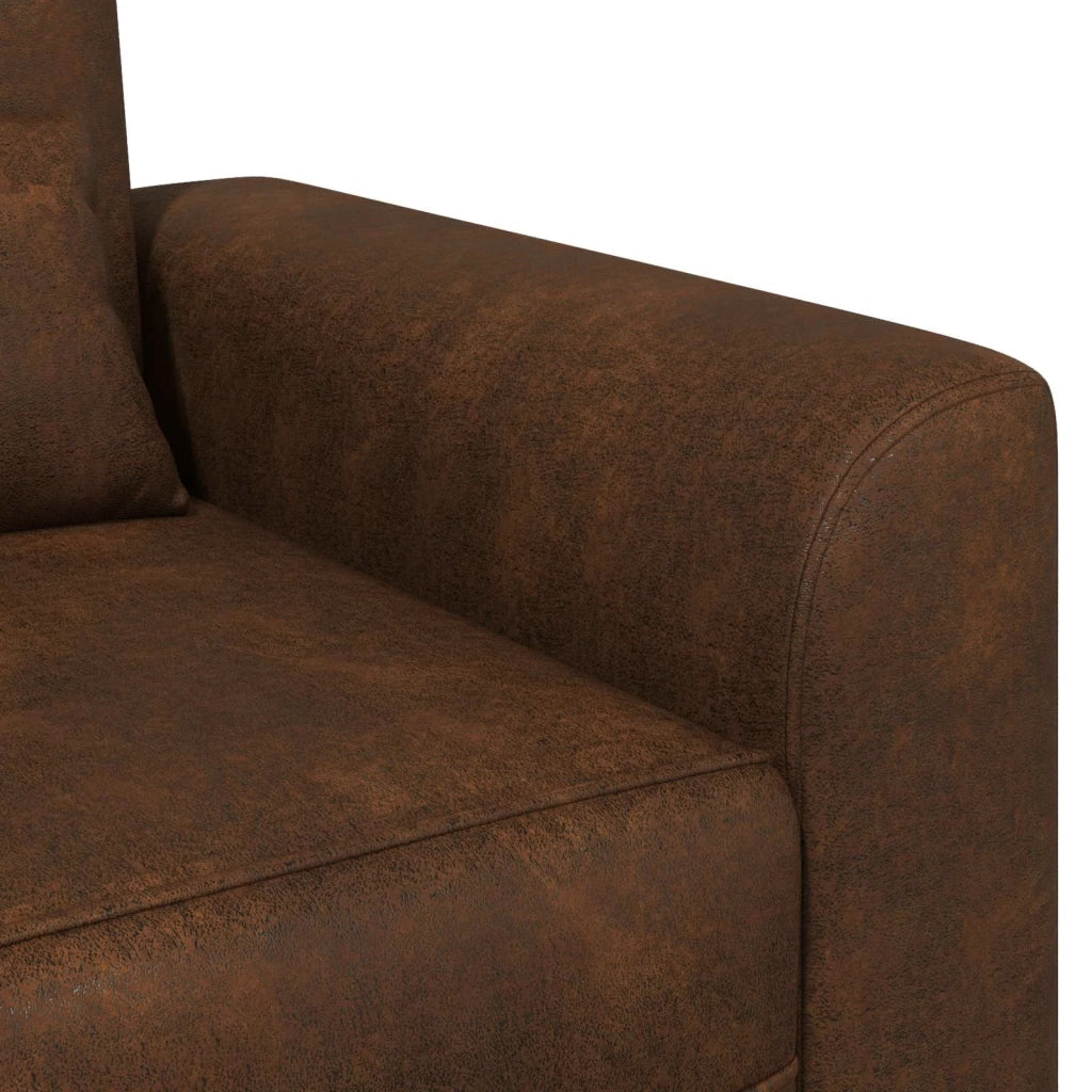 Poltrona-Divano Sedia-Poltroncina Marrone Pelle Scamosciata Sintetica