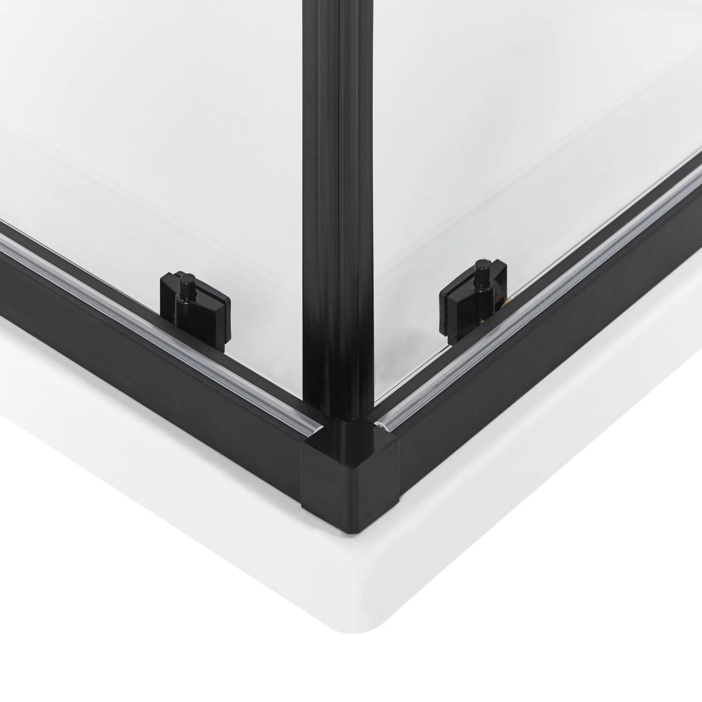 Box Doccia Vetro Temperato Argento Cornice Alluminio Doppia Porta 80x80x185cm