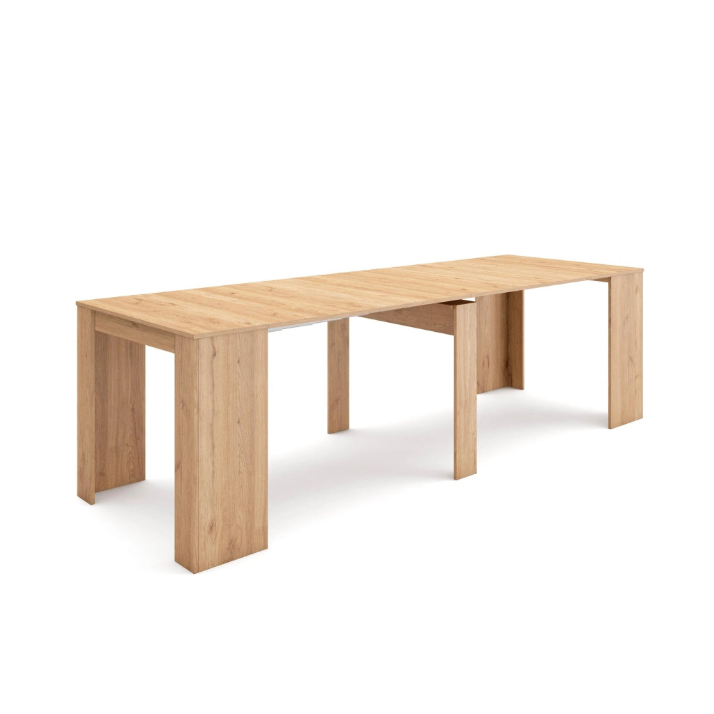 Consolle allungabile, 262x90x77cm, Per 12 persone, Tavolo da pranzo, colore Rovere RF2645