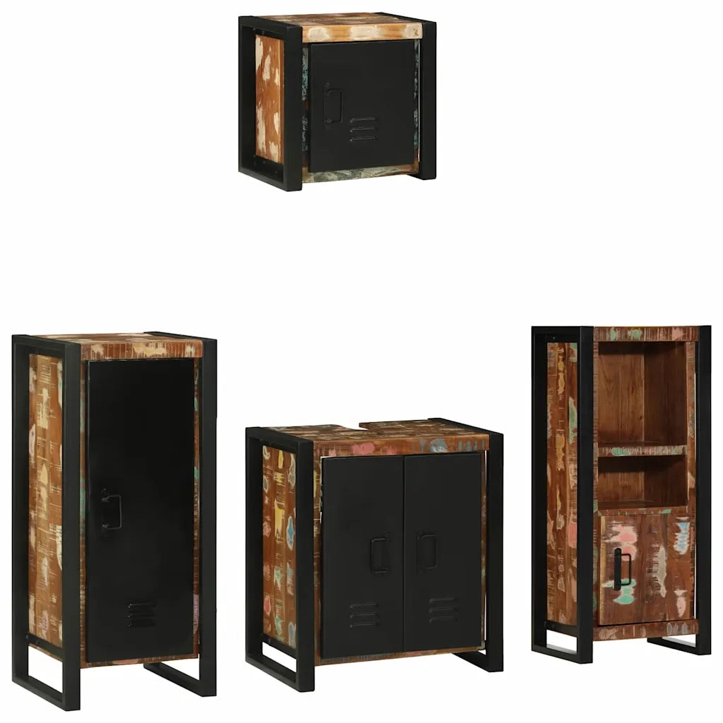 vidaXL Set di mobili per il bagno 4 pcs Legno massello riciclato