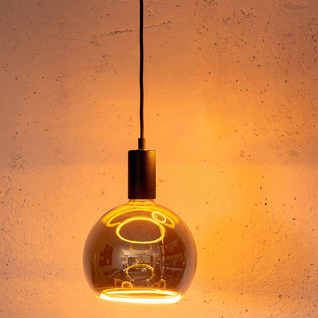 Lampadina design MOON lampada LED E27 6W dimmerabile vetro fume luce gialla 1900K ristorante bar diametro 200mm