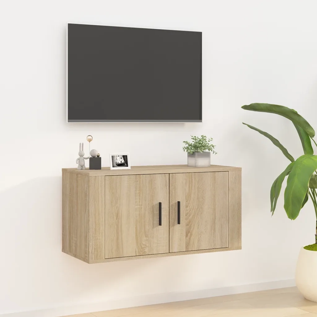 Mobile TV a Parete | Armadietto TV | Mobile Porta TV rovere sonoma 80x34,5x40 cm