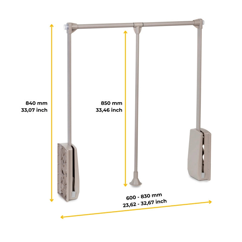 Appendiabiti per armadio Hang, larghezza regolabile 450-600 mm, Acciaio e Tecnoplastica, Verniciato moka