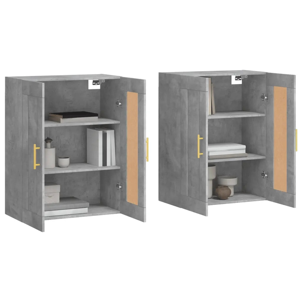 Armadietti a Parete 2 pz Grigio Cemento in Legno Multistrato 3198005
