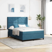 Letto a molle con testiera Blu 140 x 190 cm Velluto 3342060