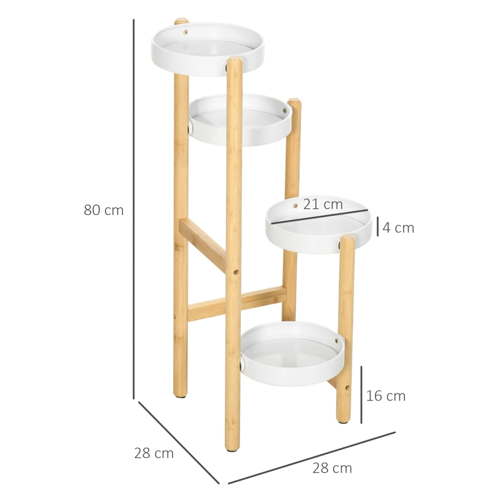 Libreria a 4 livelli in bambu e metallo ¨C zephmum ¨C bianco 28x28x80 cm