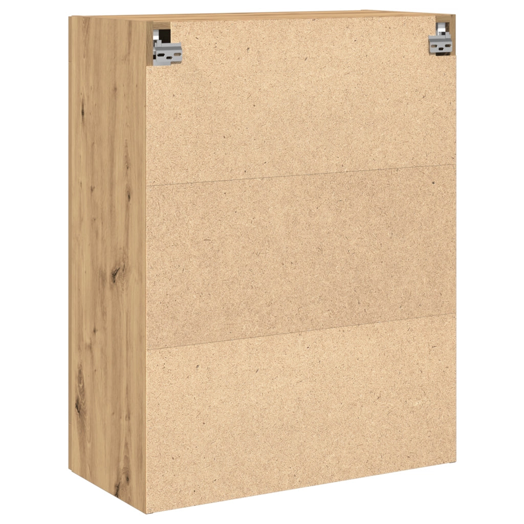 Armadio da muro con ante in vetro in rovere artigianale 69,5x34x90 cm