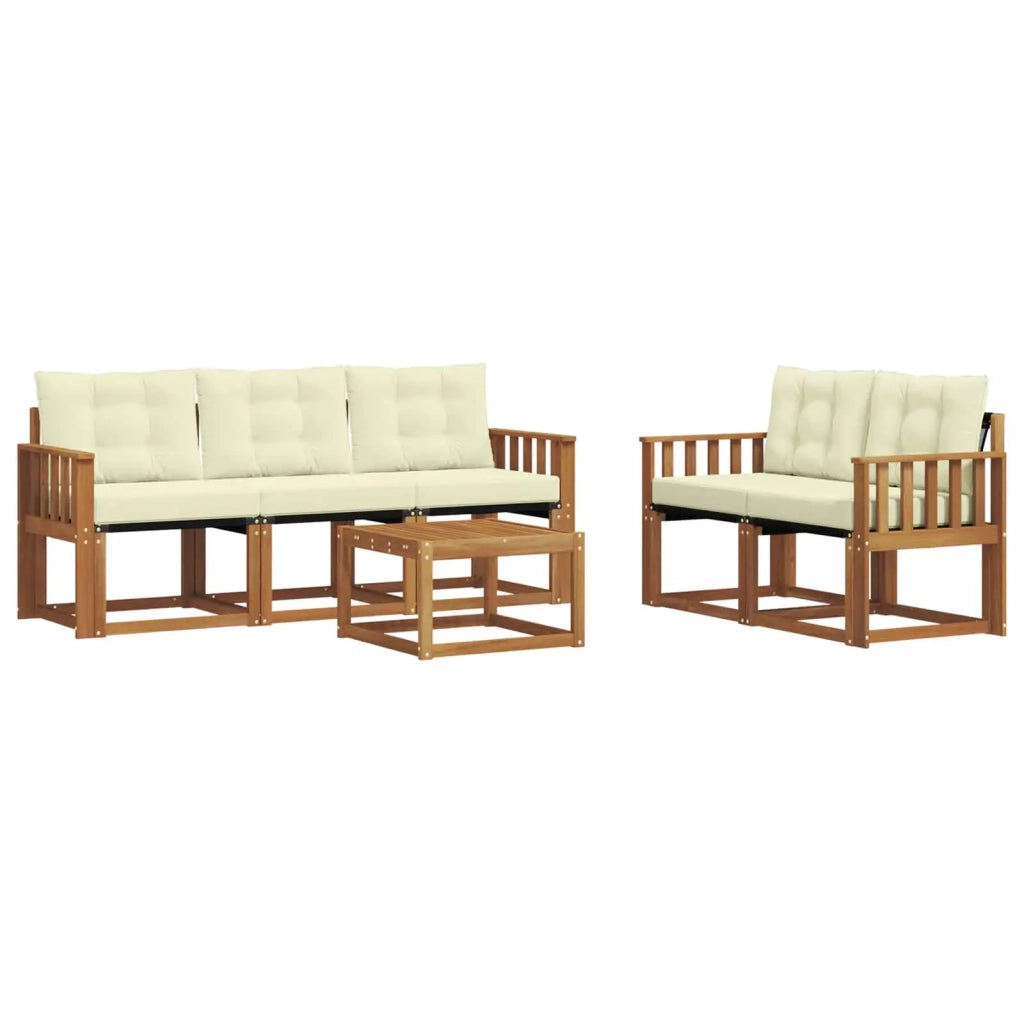 Set di divani da esterno con cuscino 6 pcs Naturale e Crema