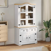 Credenza Corona Bianco 100 x 48,5 x 179 cm Pino massello 42021199