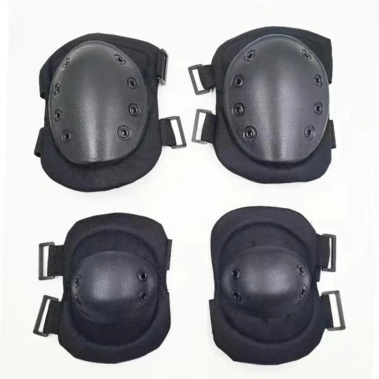 Set di protezione sportiva da 4 pezzi | Protezioni per ginocchia e gomiti con airbag nero | Protezione per esterno/skating
