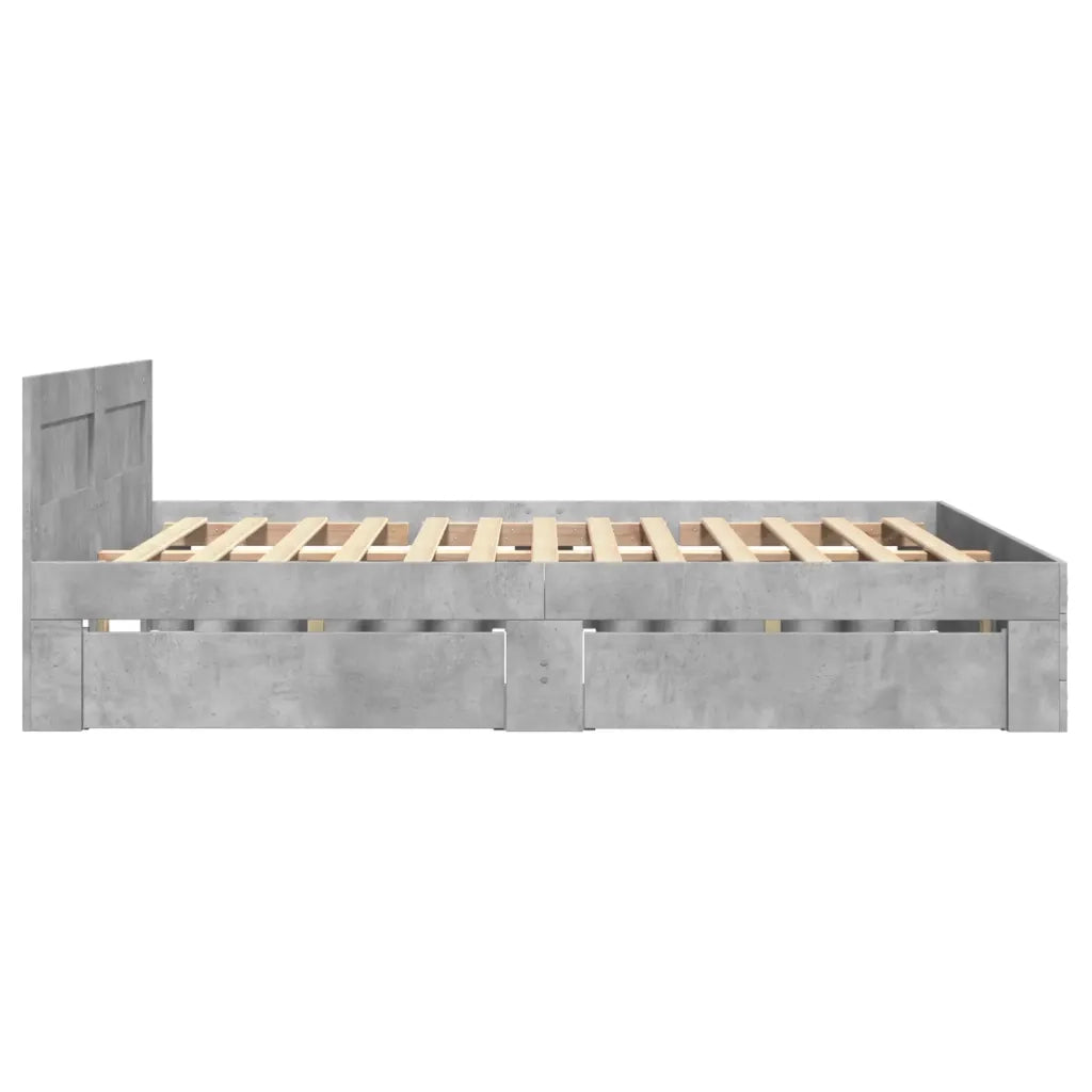Letto matrimoniale | Letto per adulti | Giroletto Testiera Grigio Cemento 120x200 cm Legno Multistrato